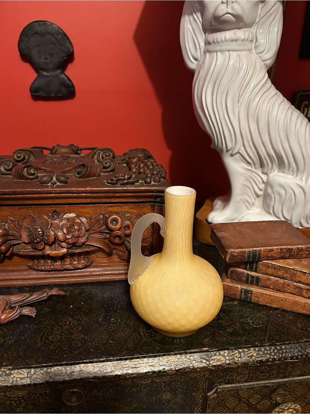 Victorian Art Glass Yellow Vase